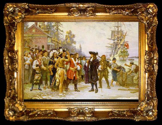 framed  Jean Leon Gerome Ferris The Landing of William Penn, ta009-2